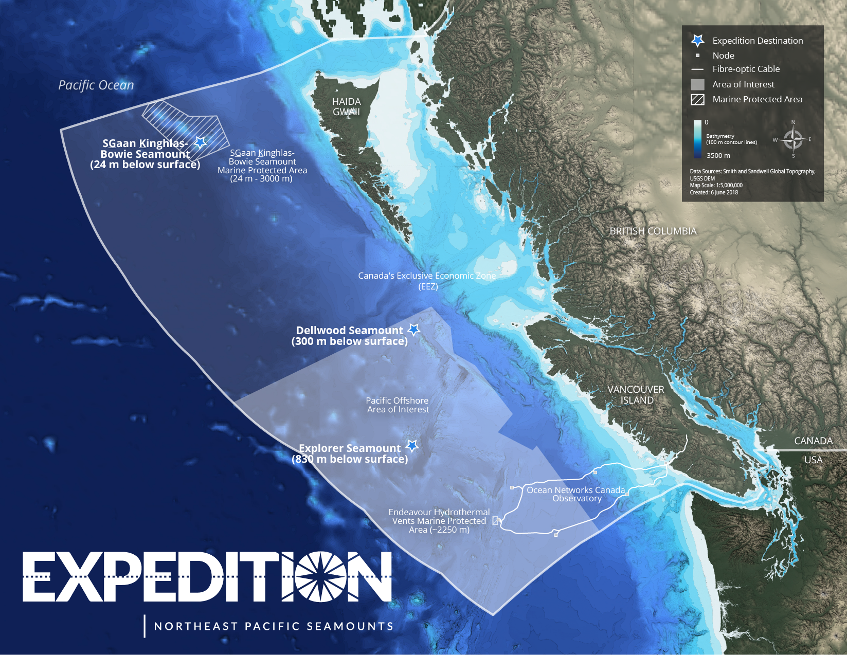 Surveying Three Unexplored Northeast Pacific Seamounts