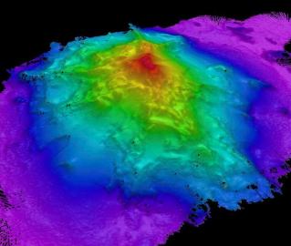 A 3D image of Seamount A, which we had to map before diving