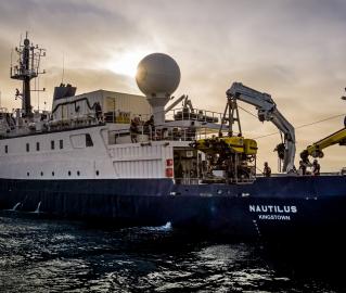 Nautilus launching ROV Hercules