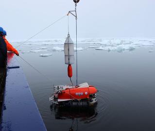 NUI vehicle being deployed off ship