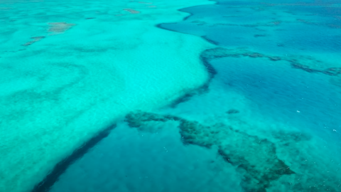 Aerial views of shallow water near Hawaiʻi