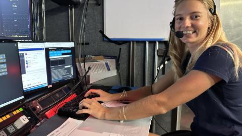Bronwyn in her data logging role in the Control Van.