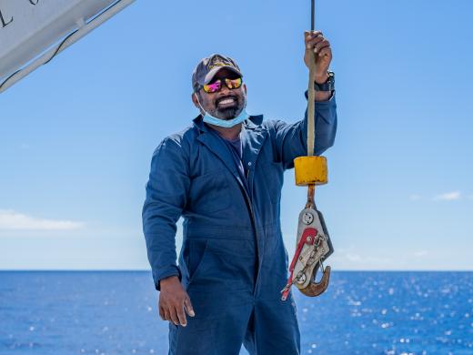 Bosun stands on rescue boat
