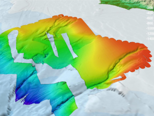 seafloor mapping image in rainbow gradient