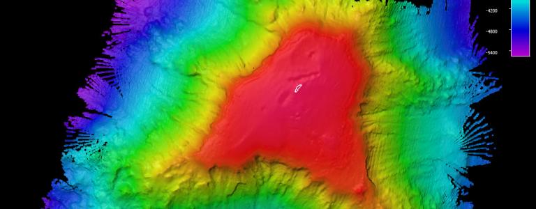 seafloor mapping image of a guyot