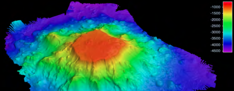 Thousands of seamounts rise from the seafloor of the Central and Western Pacific whose distribution and origins are very complex and poorly understood. 