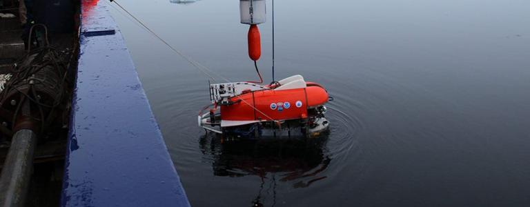 NUI vehicle being deployed off ship