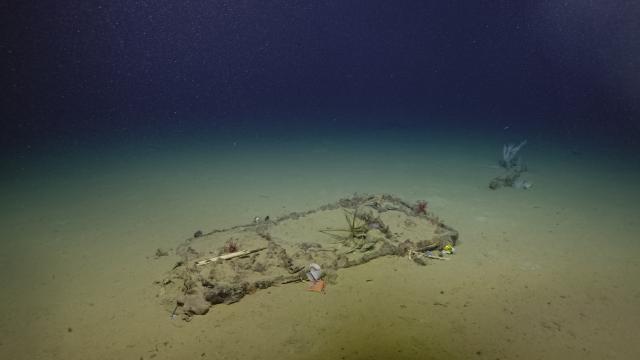The wreckage was discovered by an expedition team aboard E/V Nautilus, working to combine ocean technologies to demonstrate new efficiencies in ocean exploration. The expedition led by Ocean Exploration Trust (OET) and supported by NOAA Ocean Exploration via the Ocean Exploration Cooperative Institute utilizes the mapping capabilities of USV DriX and the seafloor exploration and imaging capabilities of OET’s remotely operated vehicles (ROVs) deployed together.
