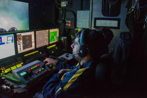 ROV pilots in control van