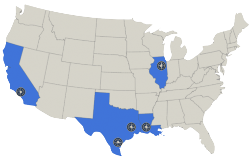 Map of US shoing ambassador home statesw