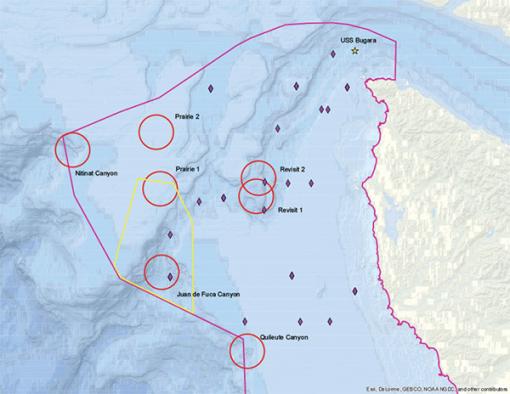 Map of dive targets