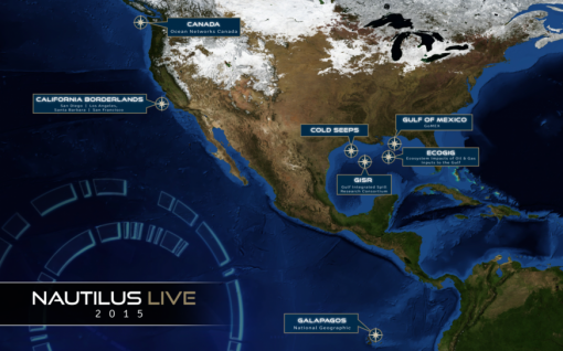 Map of US with 2015 expedition locations marked