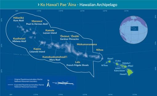 PMNM island map with Hawaiian names