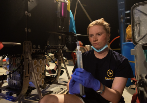 Stover especially enjoys the interdisciplinary aspects of her job, combining physics, oceanography, geology, and biology.