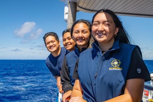 The Seafloor Mapping Interns of NA143: (From left to right: Justin, Keahe, Darrian, Nai’a)