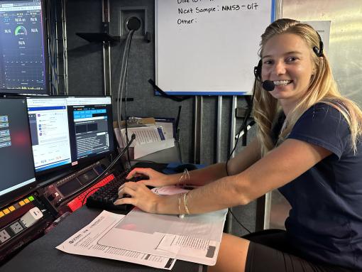 Bronwyn in her data logging role in the Control Van.