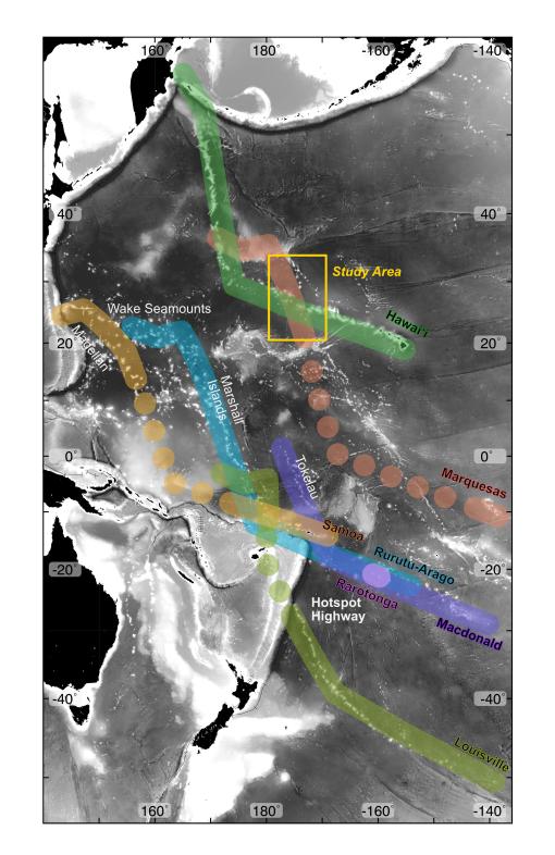 Paper figure showing multiple tracks of seamounts across the Pacific