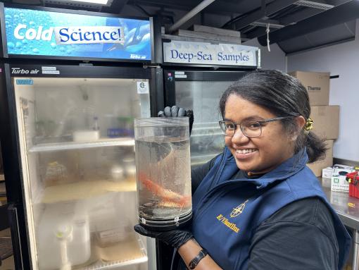 Ayla smiling in the wetlab