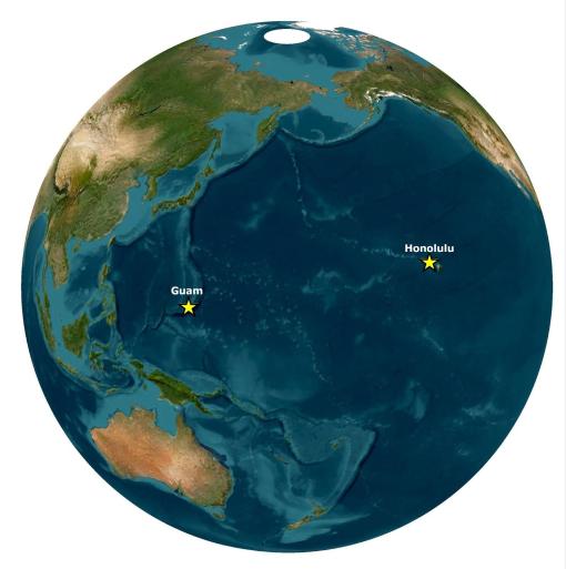Hawaii and Guam map
