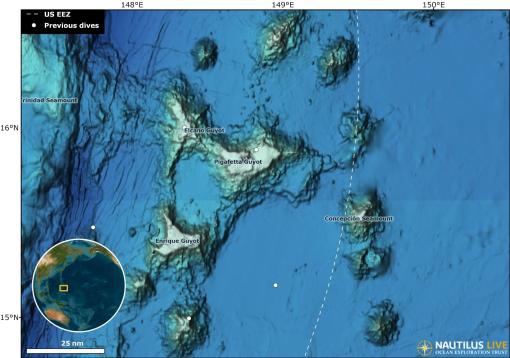 Seamounts east of the Mariana Trench