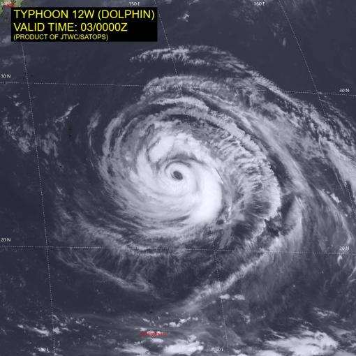 Super Typhoon Dolphin imagery from August 3 2026