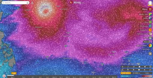 WINDY forecast for August 5th in the Central Pacific