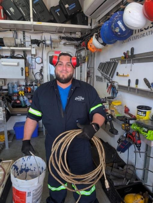 AB Marvin stands in the ROV hangar