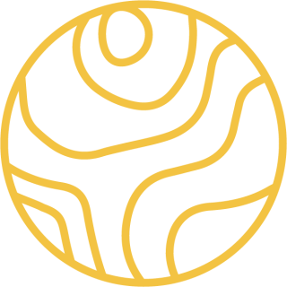 Icon showing topographic contours, inscibed in a circle