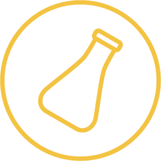 Icon showing Erlenmeyer flask, inscibed in a circle